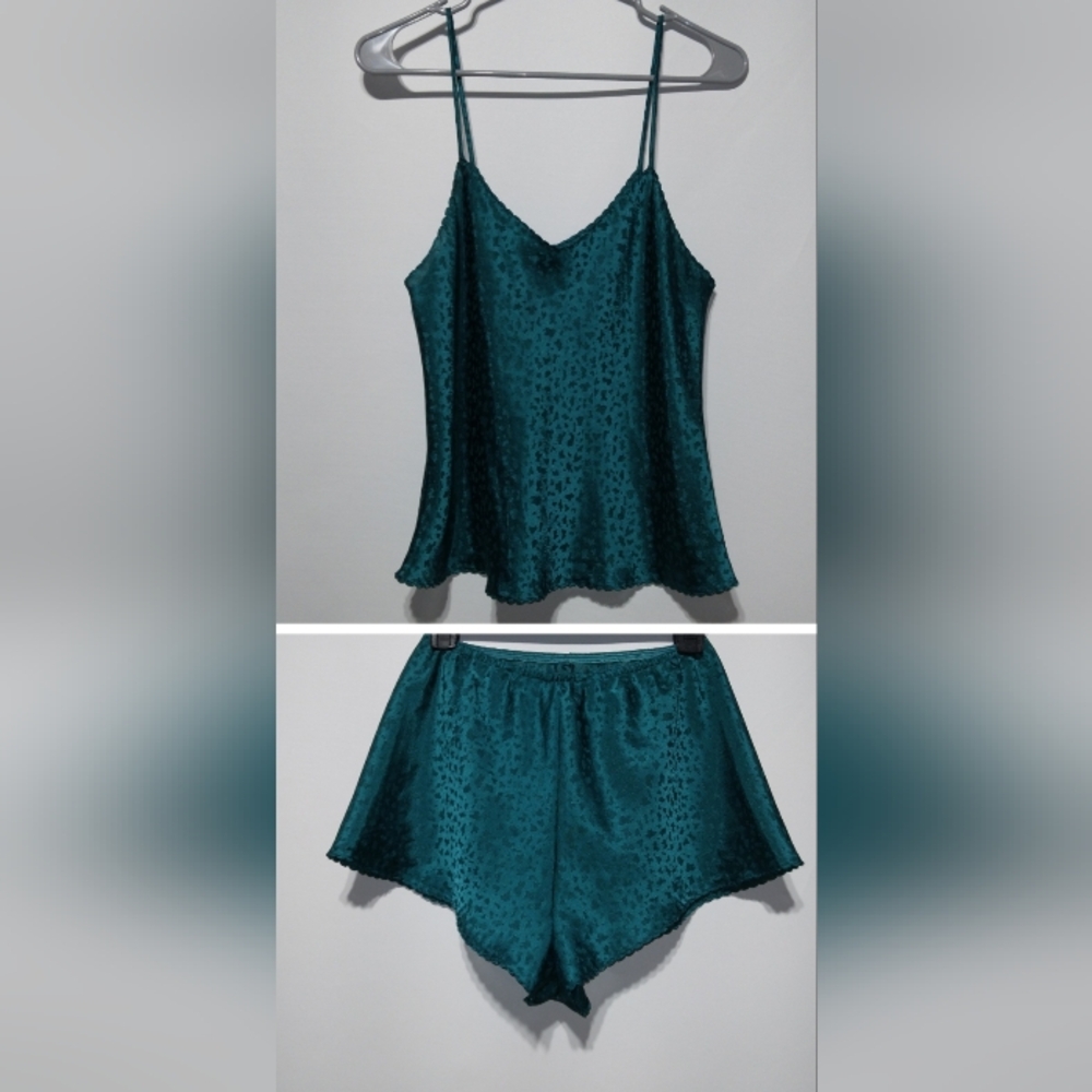 Vintage Ralph Montenero sleep set green short and cami slip top large